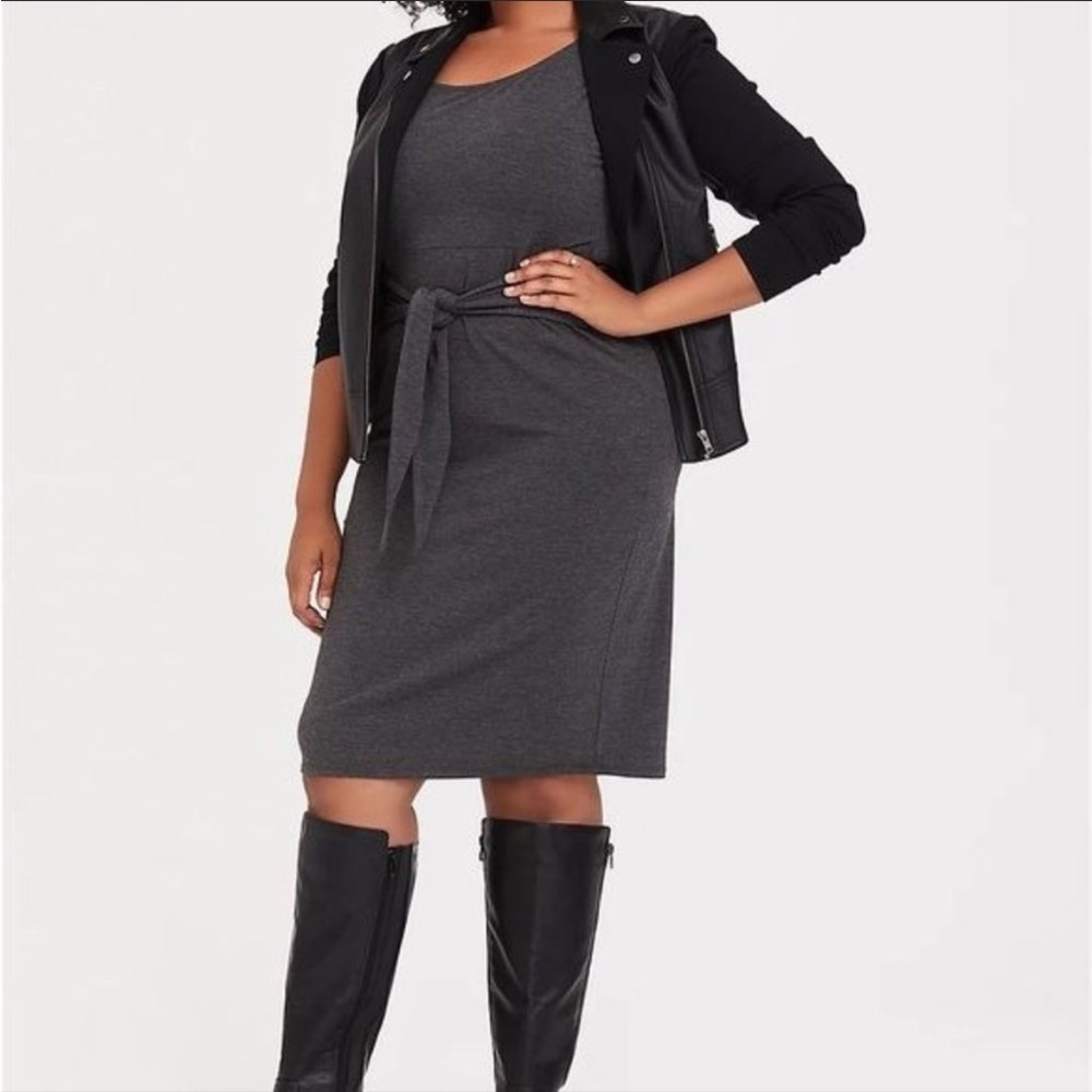 Torrid Jersey Dress with tie - Charcoal Grey - Size 1 - NWOT
